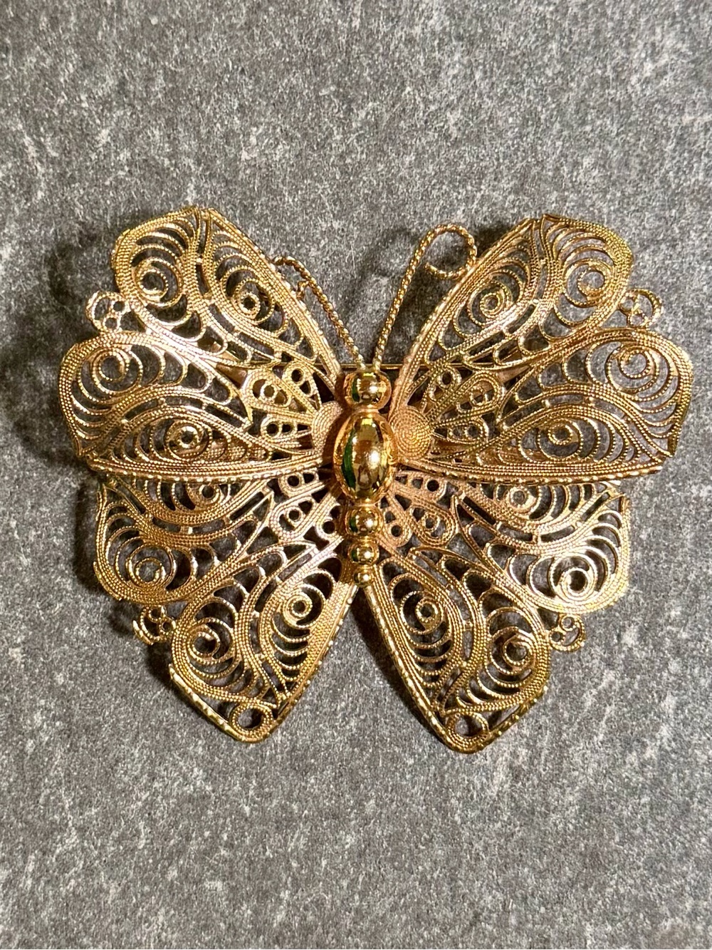 Vintage Monet Gold-tone Filigree Butterfly Brooch Pin